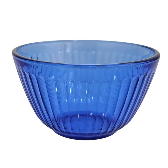Pyrex Sculptured Cobalt Nesting Bowl 6" ribbed patterned glass translucent 3cup - Picture 1 of 6